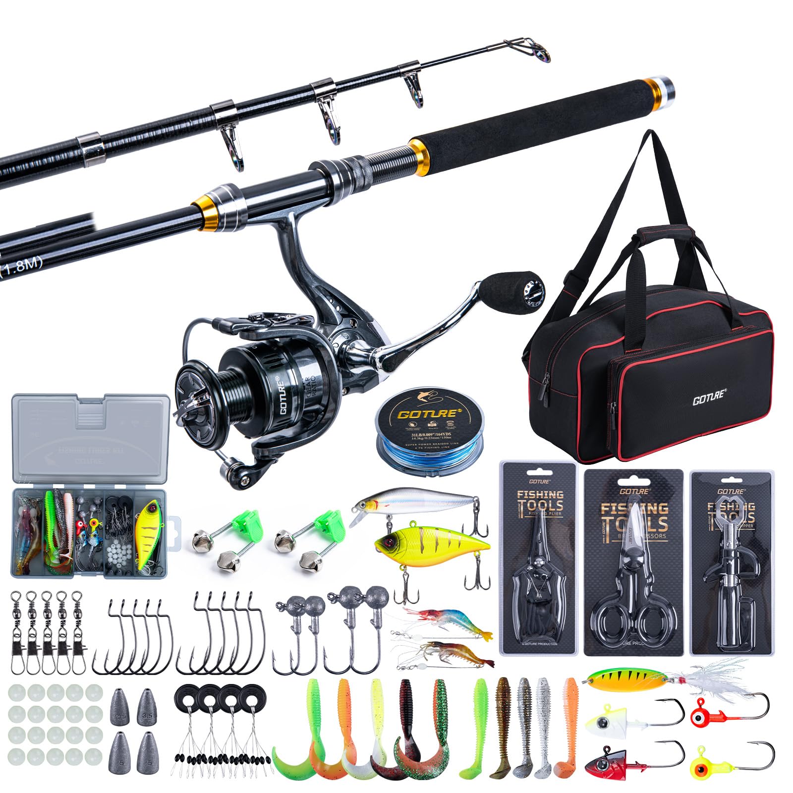 Goture canne à pêche télescopi - Fishing Rod Combo avis et prix